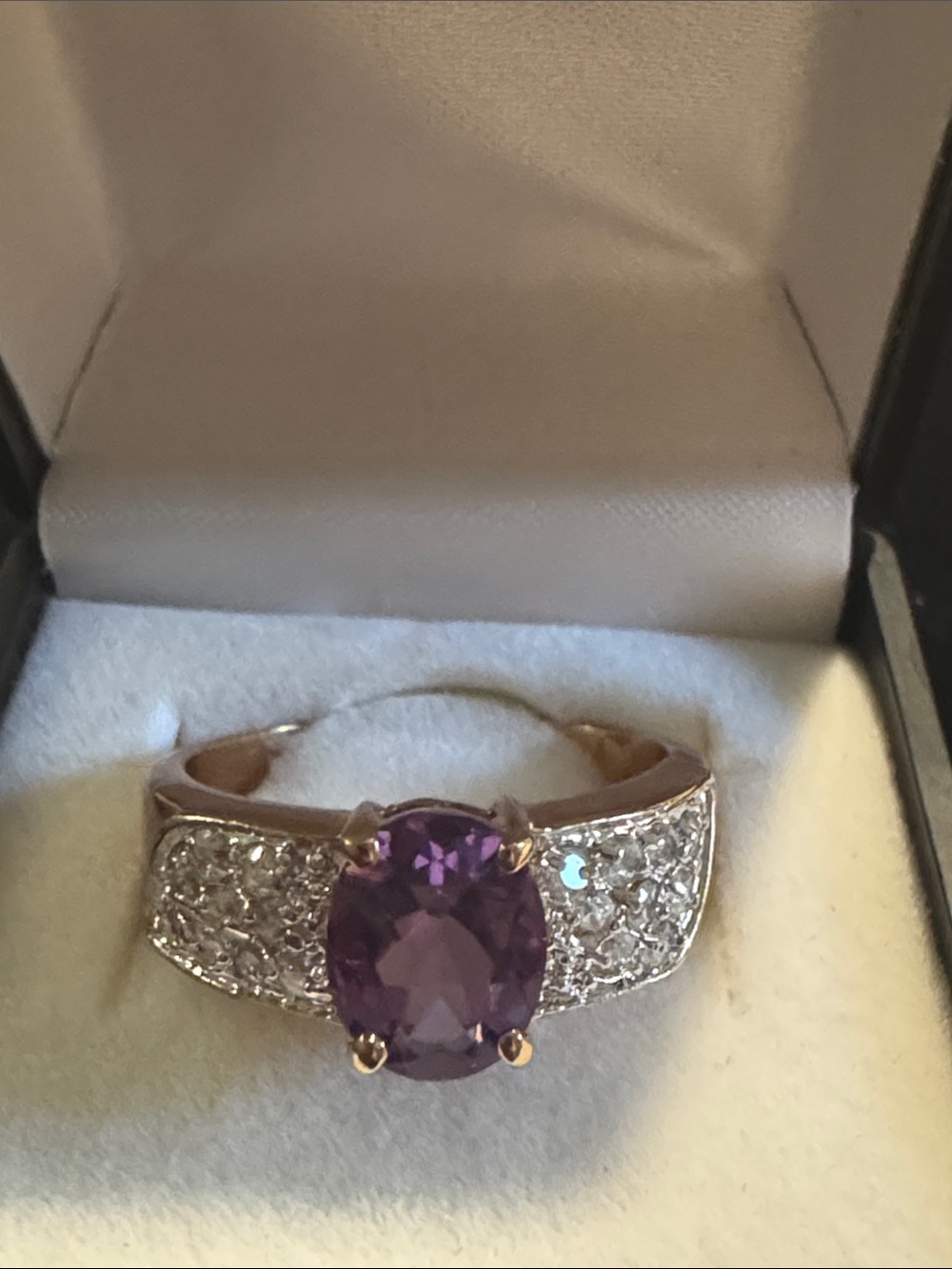 Purple Amethyst and Diamond Accent Gold Ring - Women Jewelry